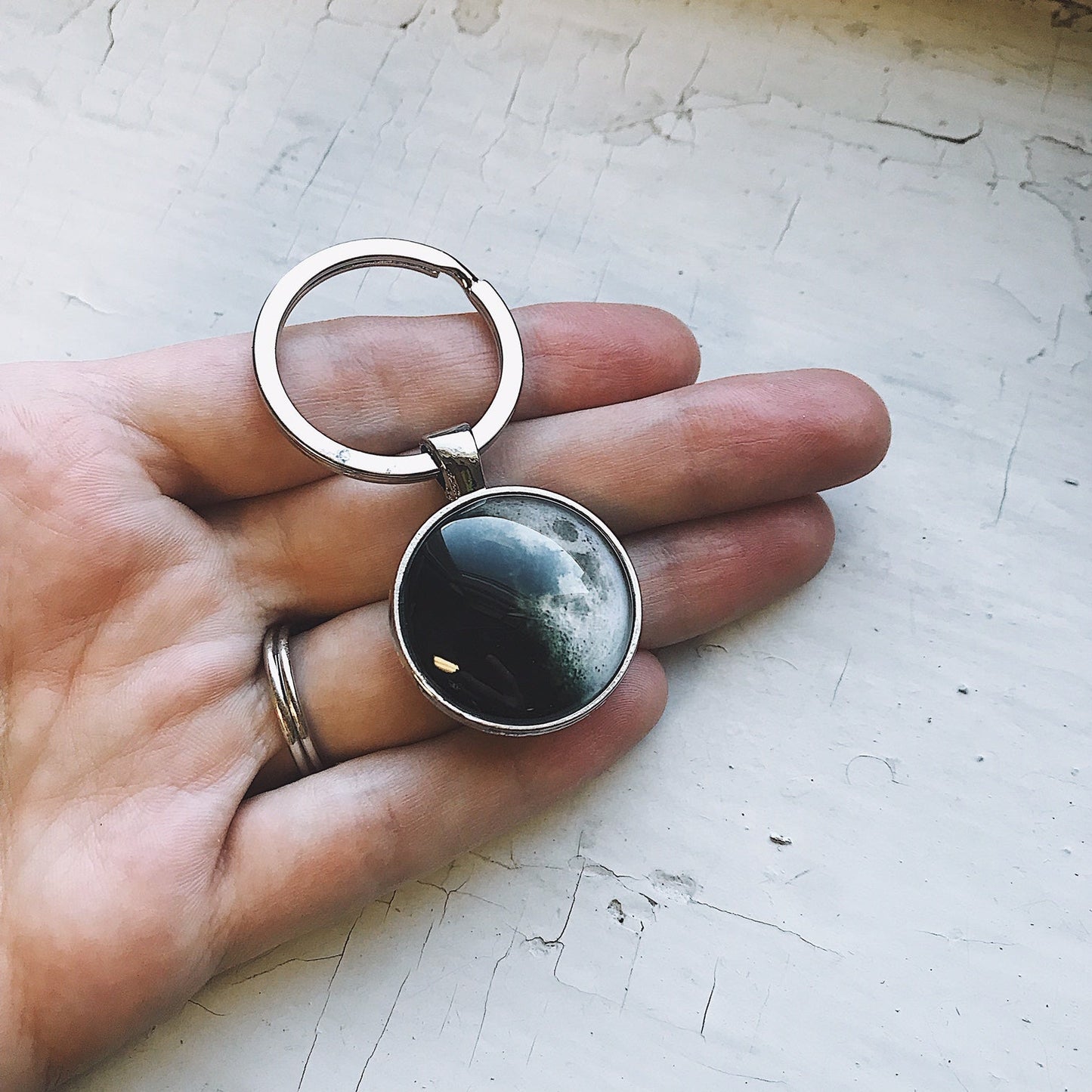 My Moon Double Sided Keychain with Two Custom Lunar Phases